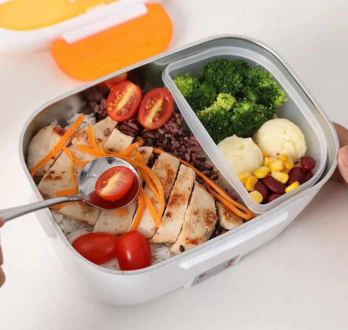 110V 220V Office School Use Electronic Heating Lunch Box Food Storage Warmer 1.05L Stainless Steel Portable Food Heater For Kids
