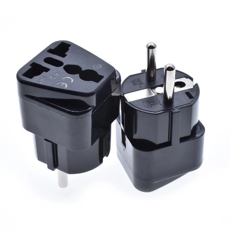 Universal socket to french plug adapter EU type F round 2 pins 10A with ground travel charge  conversion plug socket adapter