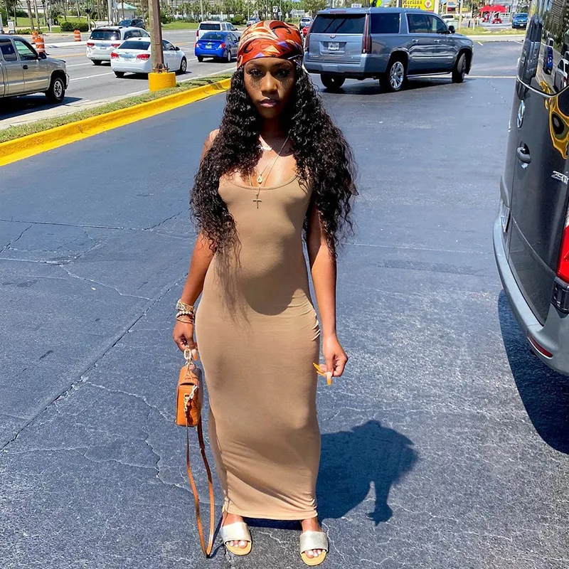 Женский сарафан с квадратным вырезом, однотонные облегающие повседневные летние платья без черного цвета