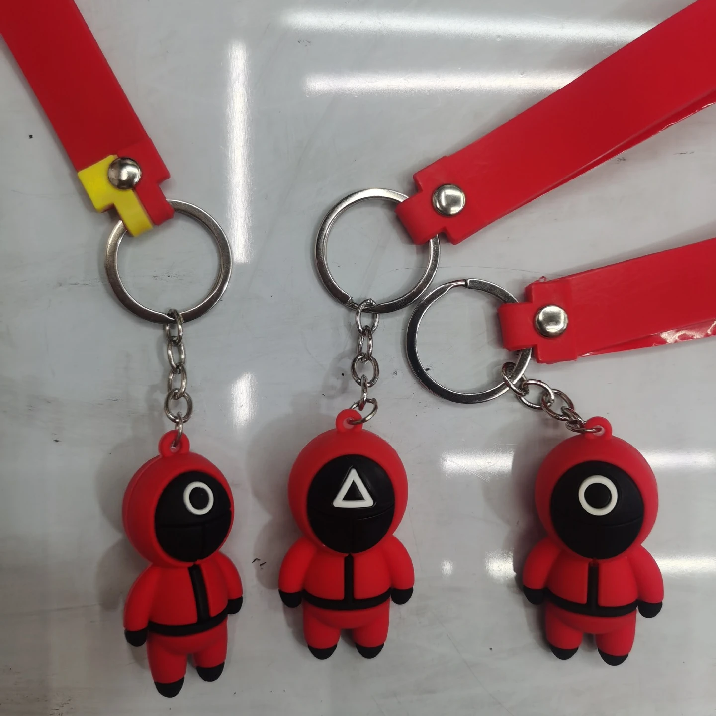 New arrival rubber products hot squid game keychain doll calamari silicone key