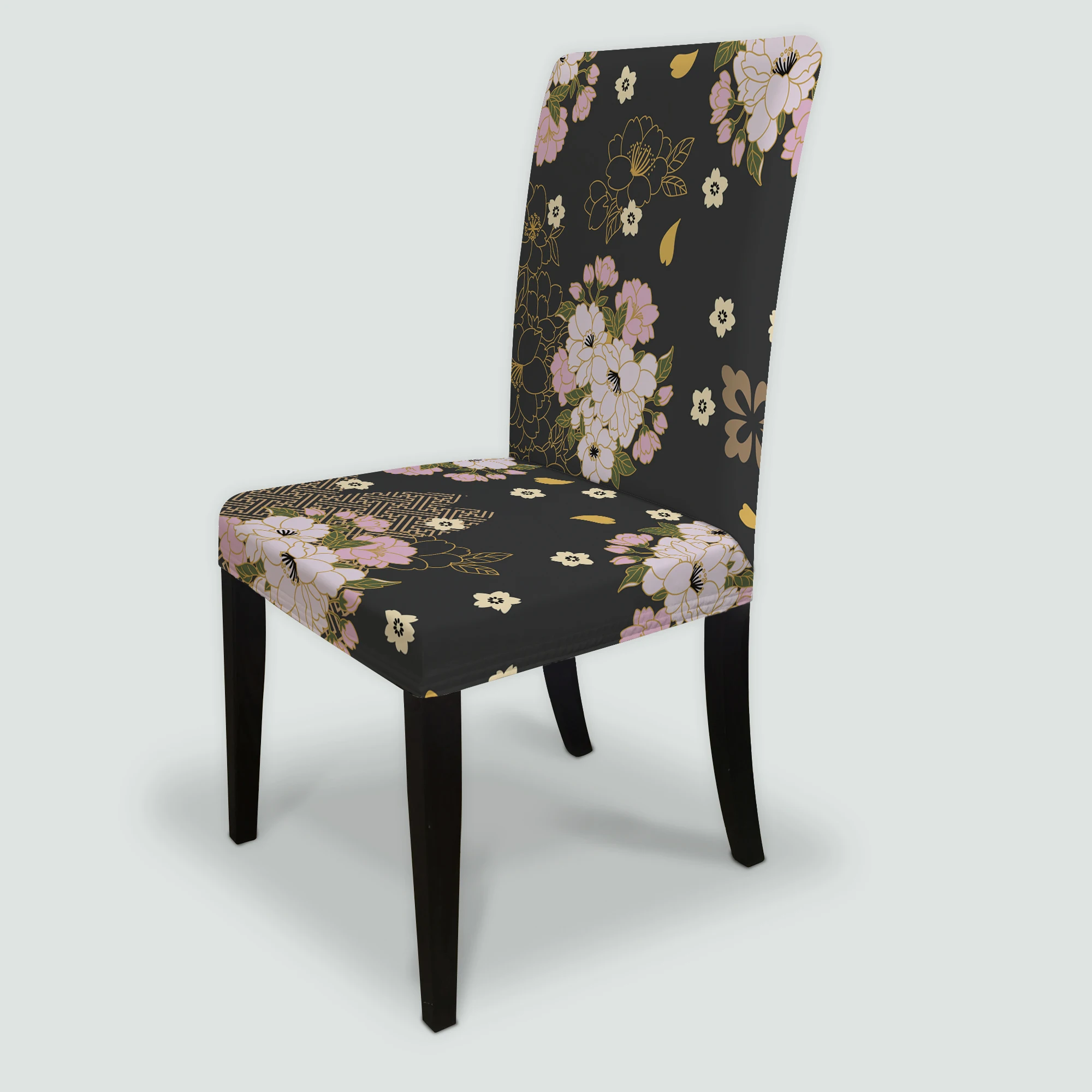 High Quality Digital Printed Chair Cover Leaf Flower Dinning Chair Covers Spandex Chair Covers For House Family Dining Room