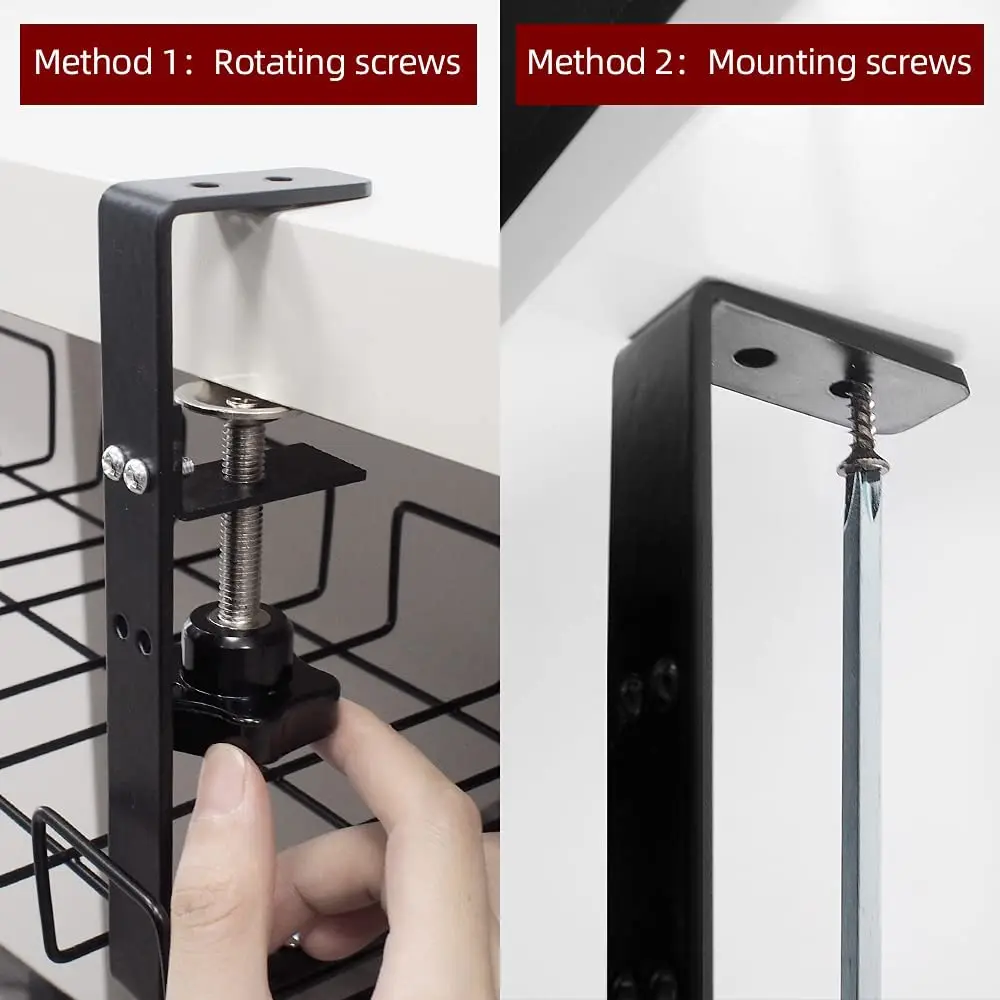 No Drill Under Desk Cable Management Tray - Under Standing Desk Cable Organizer Desk Cable Tray for Office and Home
