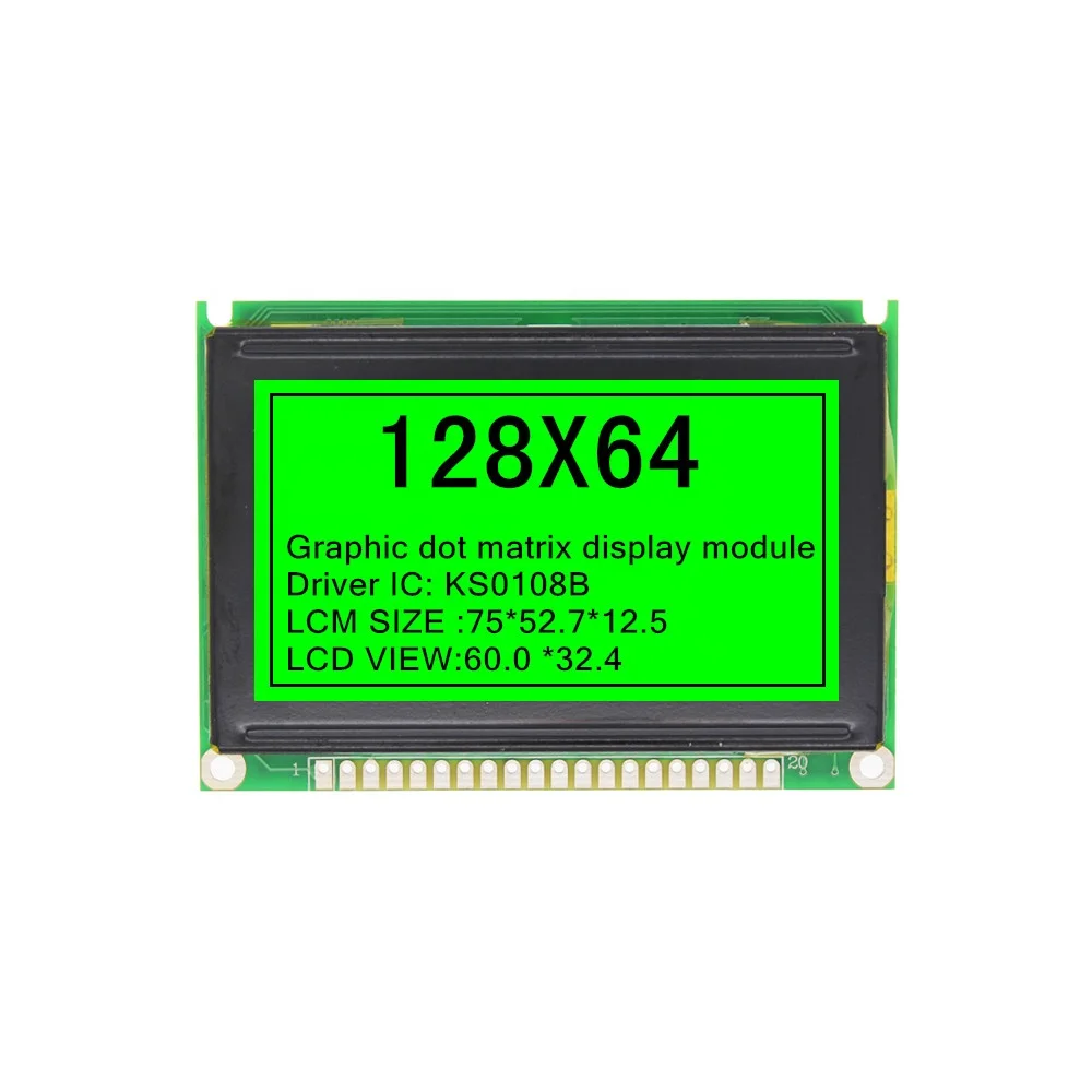 128x64 Graphic Dot Matrix Blue Parallel Port Serial Port LCD Display Module