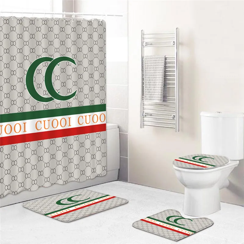 Wholesale Luxury Shower Curtain Home Decor Dropship  Bathroom Four Set Bath Curtains Set