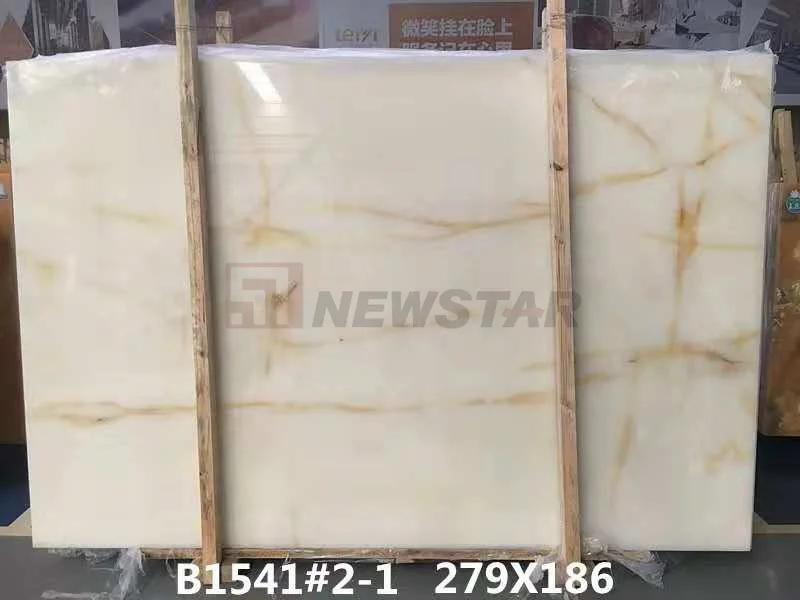 Newstar Luxury Stone Slab Kitchen Countertop Slabs Island Background Wall Floor Staircase White Onyx Marble Slab