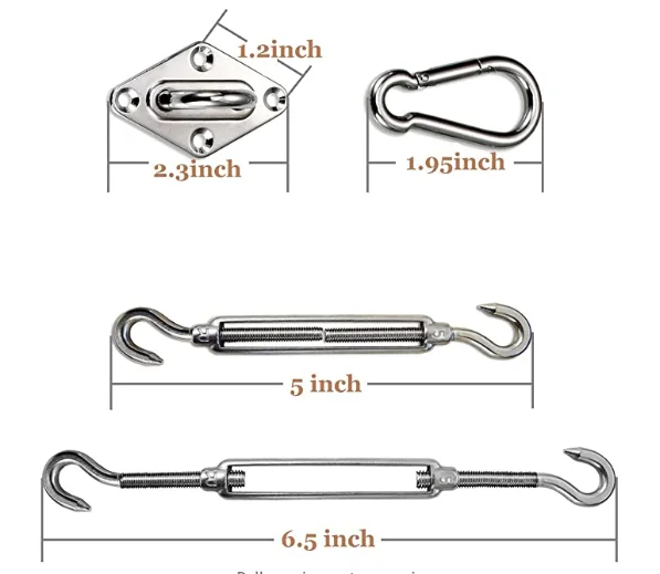 Heavy-Duty Turnbuckle Pad Eye Wire Rope Clamp Well Easy to Install String Lights Hanging Kit for Outdoor