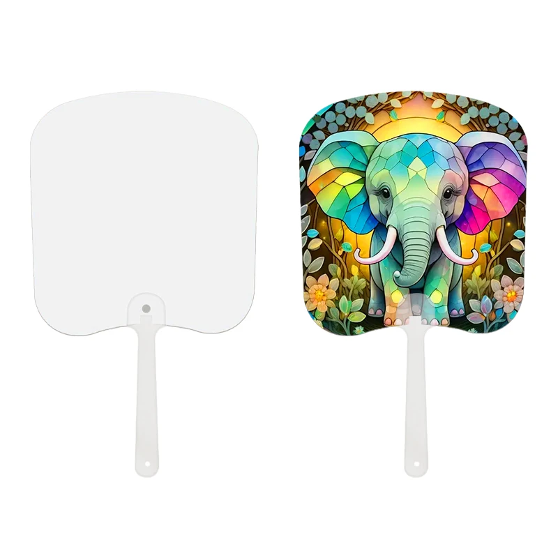 Customized Double Side Printing Advertising Plastic Fan Sublimation Blank Plastic Hand Fans