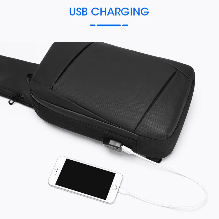 
Travel crossboy polyester men chest bag USB single shoulder sling bag 