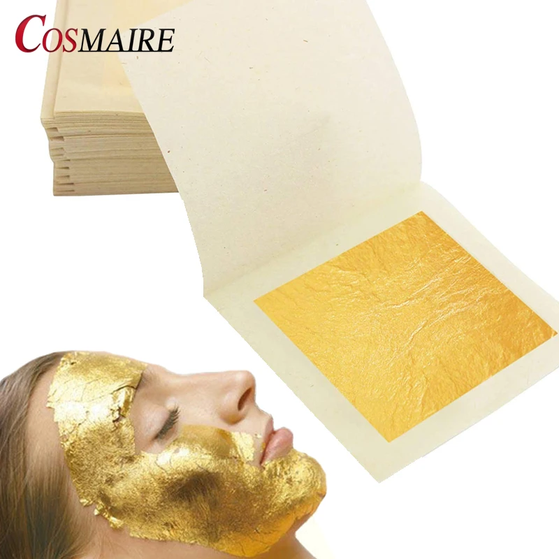 24K подлинный золотой лист, Косметика для макияжа, уход за кожей, настоящая Золотая фольга, бумага