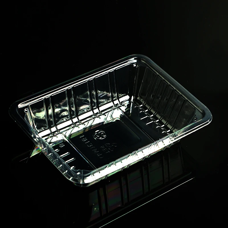 Disposable PET Plastic Food Trays Clear Fruit Food Packing Display for Dry Fruit Vegetable Snacks 19*14*2.5cm Plastic Dish