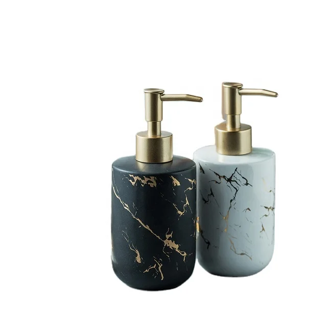 Europe Nordic Ceramic Bathroom Toilet Press Bottle Hand Sanitizer Shampoo Shower Gel Separately Bottled Dispenser