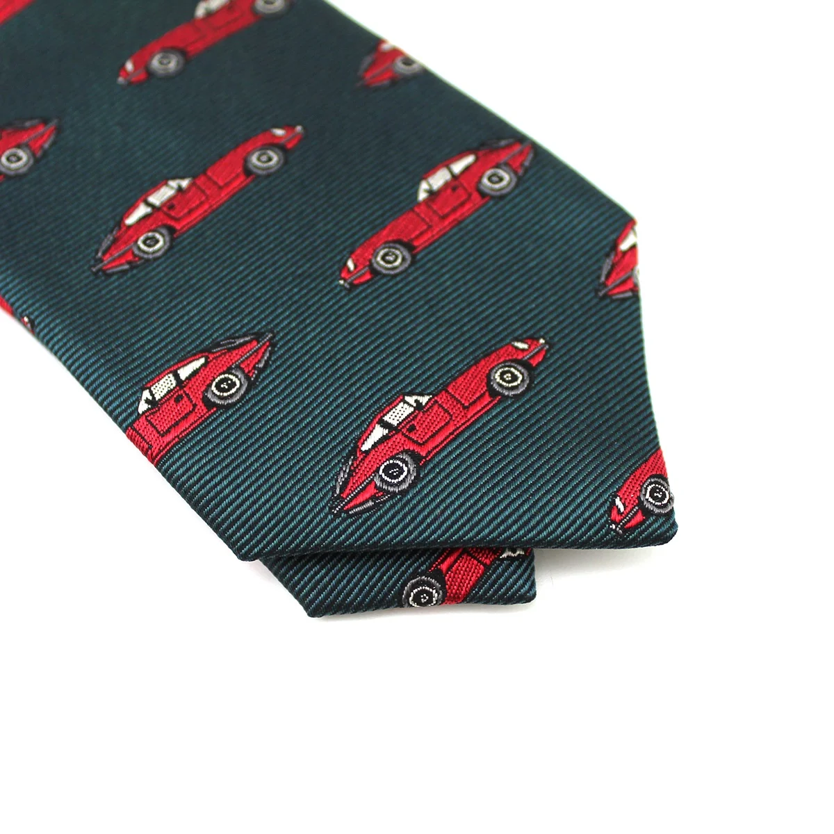 China Mens Neckties Ford Mustan Red Antique Car Silk Twill Woven Handmade Vintage Slim Skinny Auto Green Custom Ties For Men