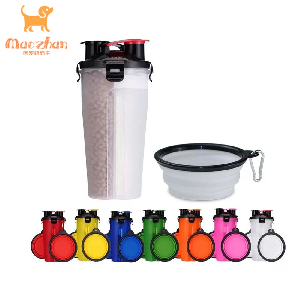 Collapsible dog food and water cup plastic feeder pet cat food foldable travel outdoor dog cup bottle