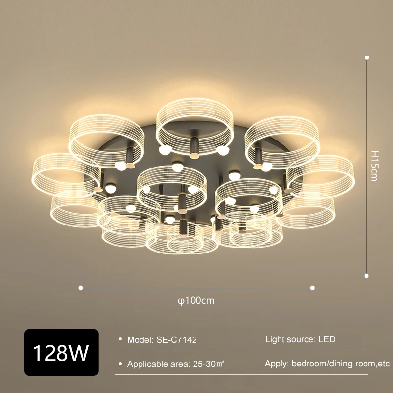 Modern Hotel Hallway Decoration Iron Acrylic 24w 36w 54w 108w 128w Led Ceiling Light