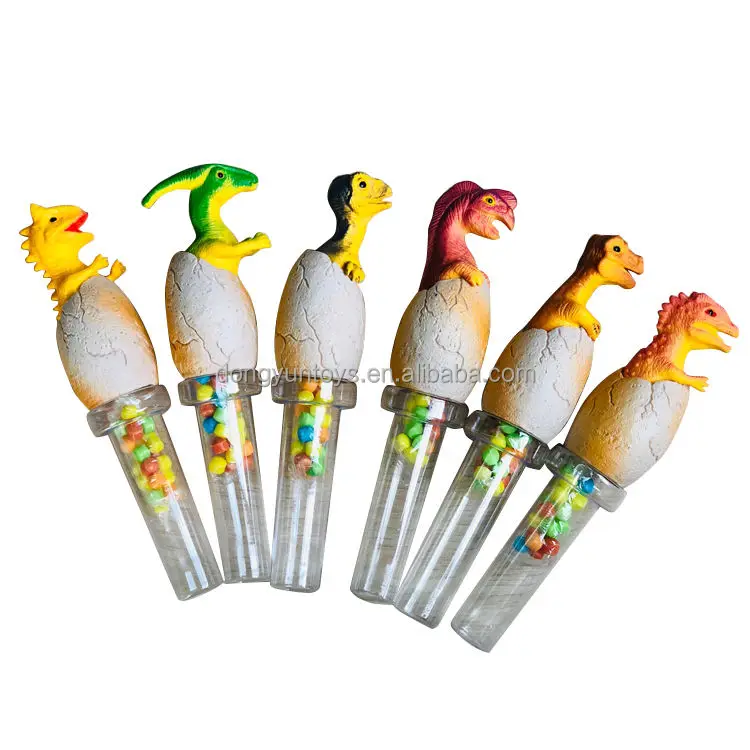 High Quality Candy Toys Dinosaur tube bubble tube Toy 6 models mixed Fancy Sweet Candy sugar toys