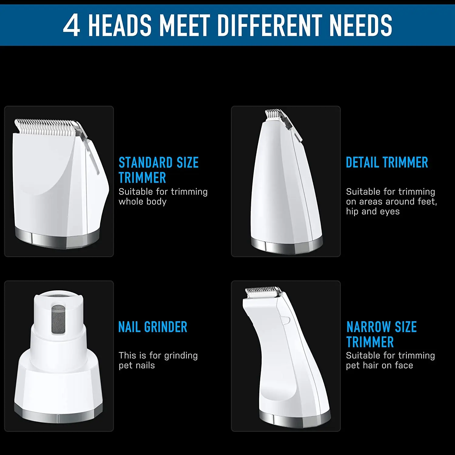 Portable Professional Rechargeable Pet Grooming Cat Clippers Dog Clippers With Detachable Blades For Small Dogs