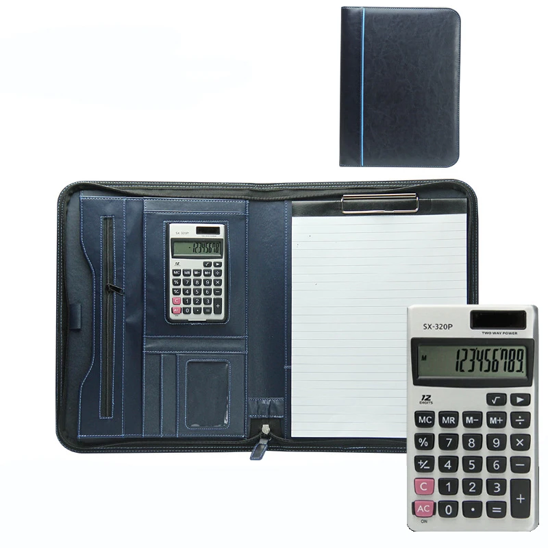 Portfolio Leather Business Organizer Folder Large Capacity Messenger Bag Brown