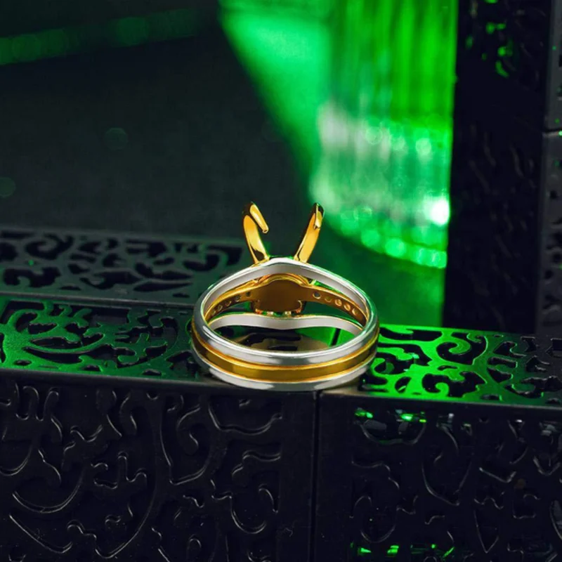 Кольцо «Три в одном» Loki Thor 18K позолоченное зеленое кольцо с бриллиантами аксессуары для косплея шлема пар ювелирные изделия