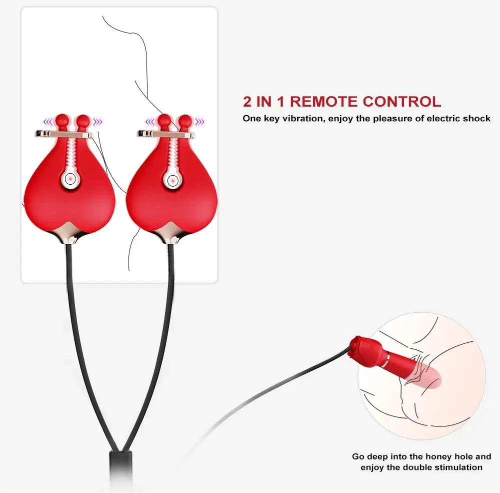 Nipple Clamps Vibrating Breast Clips Nipple Stimulator for Women Wired Clitoral Vibrators dildo Sex Toys for women Adult