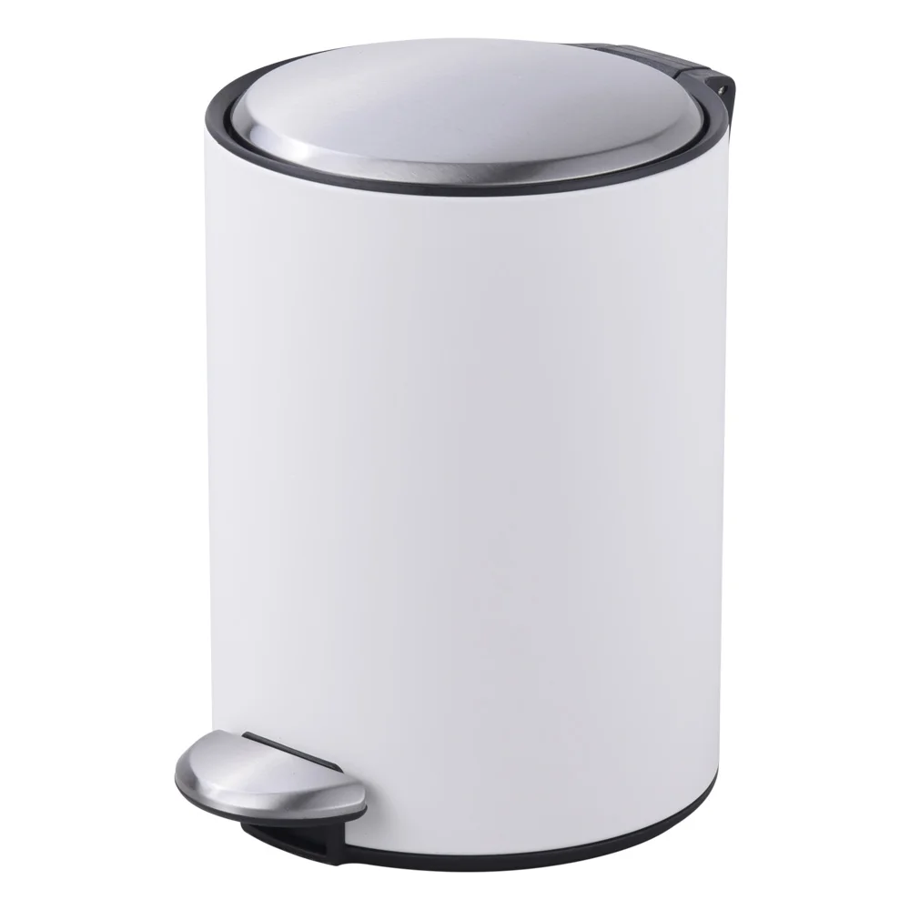 3L White Color Basics Cylindrical Open Mouth Small Trash Can Odor Control Garbage Can with Plastic Inner Bucket WBO096L03