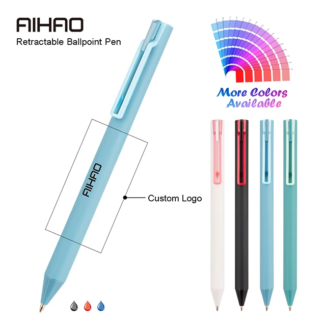 Aihao Новое поступление мягкие краски рекламные симпатичные модные персонализированные выдвижные шариковые ручки набор