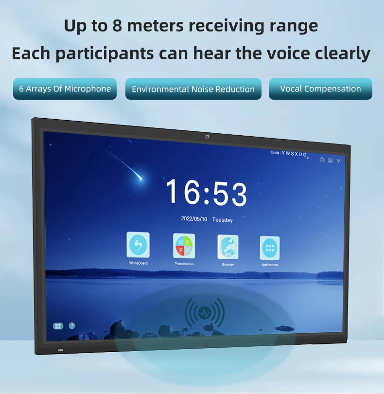 55 65 75 85 86 98 110 Inch Pen Finger Touch Interactive Flat Panel 4k Lcd Digital Interactive Smart Boards for Schools Teaching