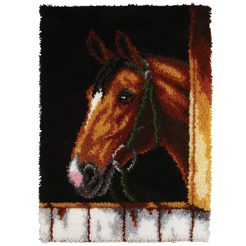 Latest DIY Embroidery Cross Stitch Animal Wholesale Latch hook rug Horse Handicraft