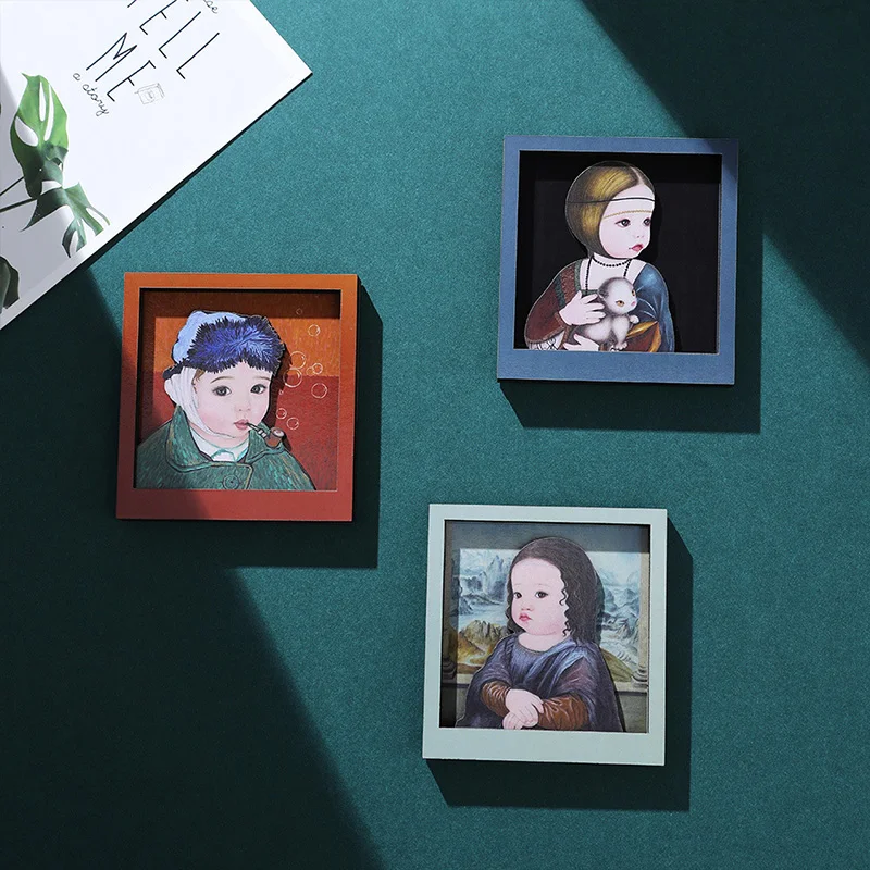 Mona Lisa with pearl earring girl world famous painting refrigerator sticker Wedding refrigerator magnetic decorative sticker