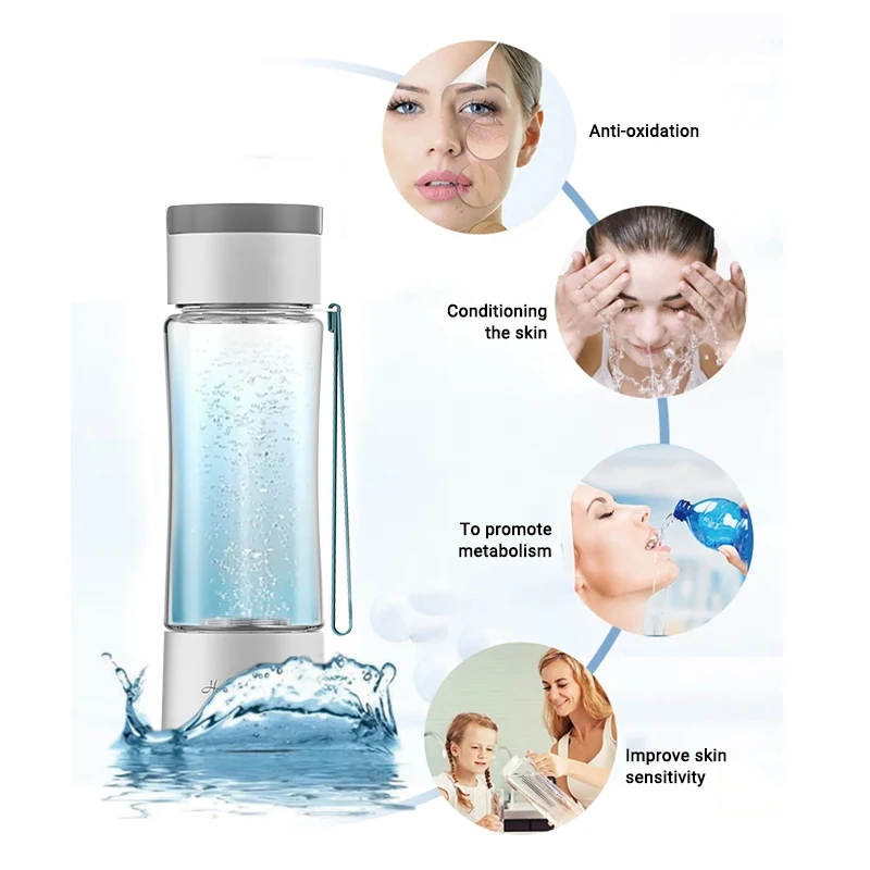 CAMAZ portable 5000 ppb electrolysis ionizer hydrogen rich water bottle generator with spe and pem