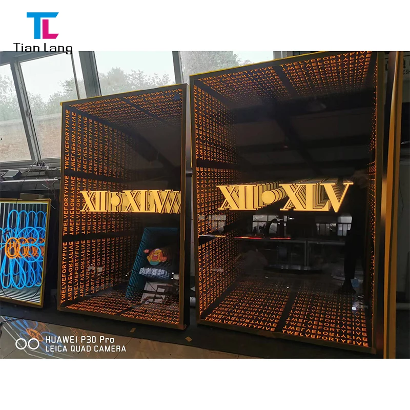 Custom infinity wall mirror infinite sign 3d infinity mirror video light led wall abyss mirror for bar