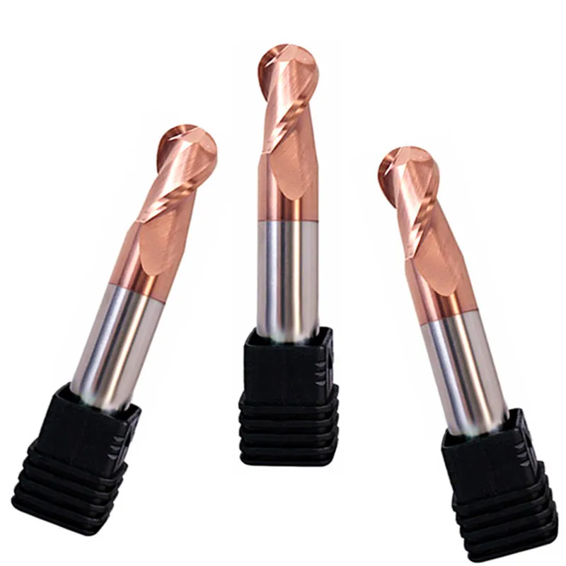 HRC58  Tungsten Steel CNC Metal Milling Cutter Carbide End Mill  2 Flute Ball Nose End Mill