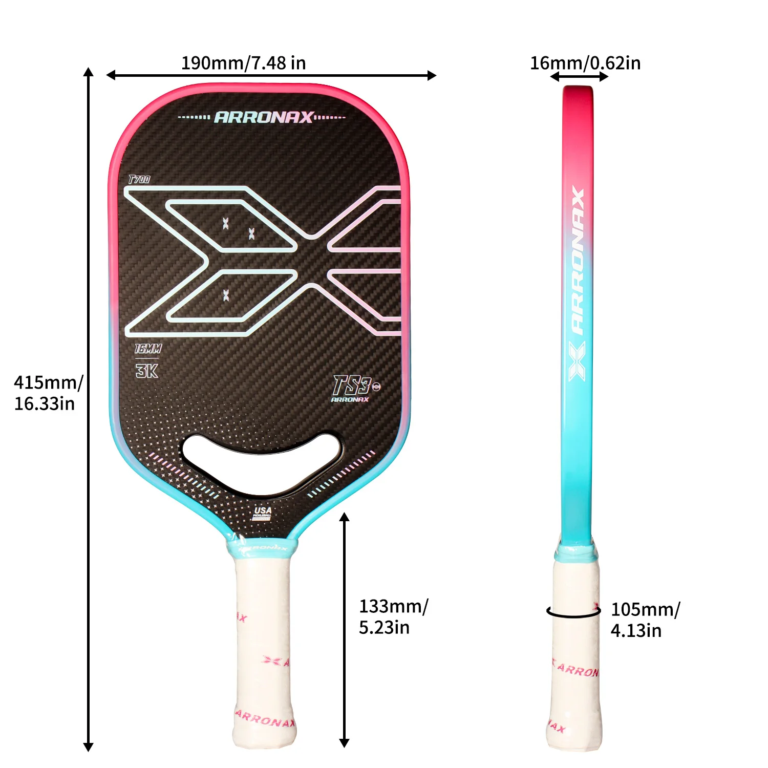 ARRONAX Профессиональный toray T700 3K Углеродное волокно со встроенным nfc чипом Pickleball весло с крышкой pp сотовый сердечник толщиной 16 мм