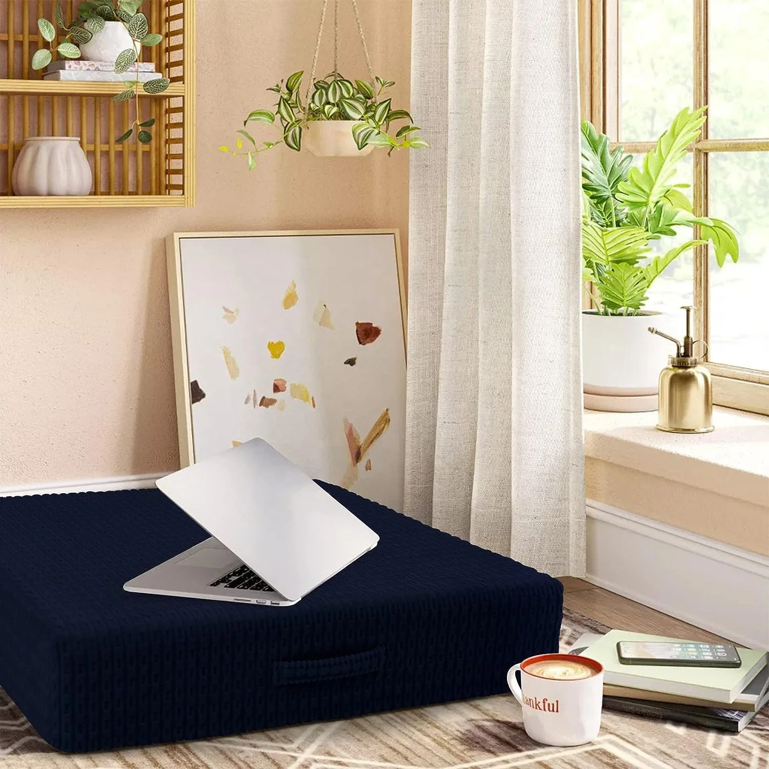 Memory Foam Floor Pillows Seating for Adults | Square Large Floor Cushions for Sitting Yoga Meditation with Removable Cover