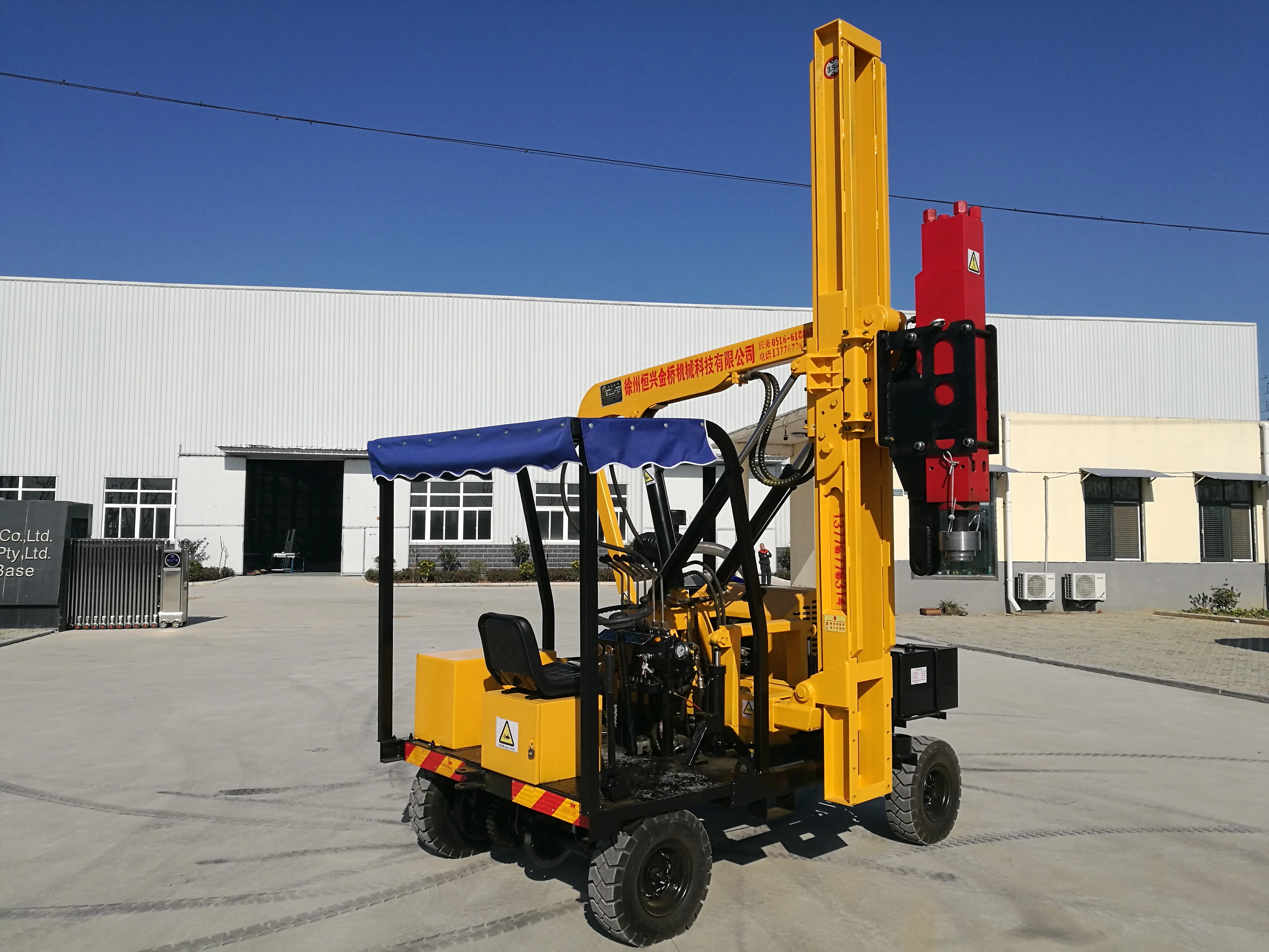 Used highway guardrail barrier piling road driving machine