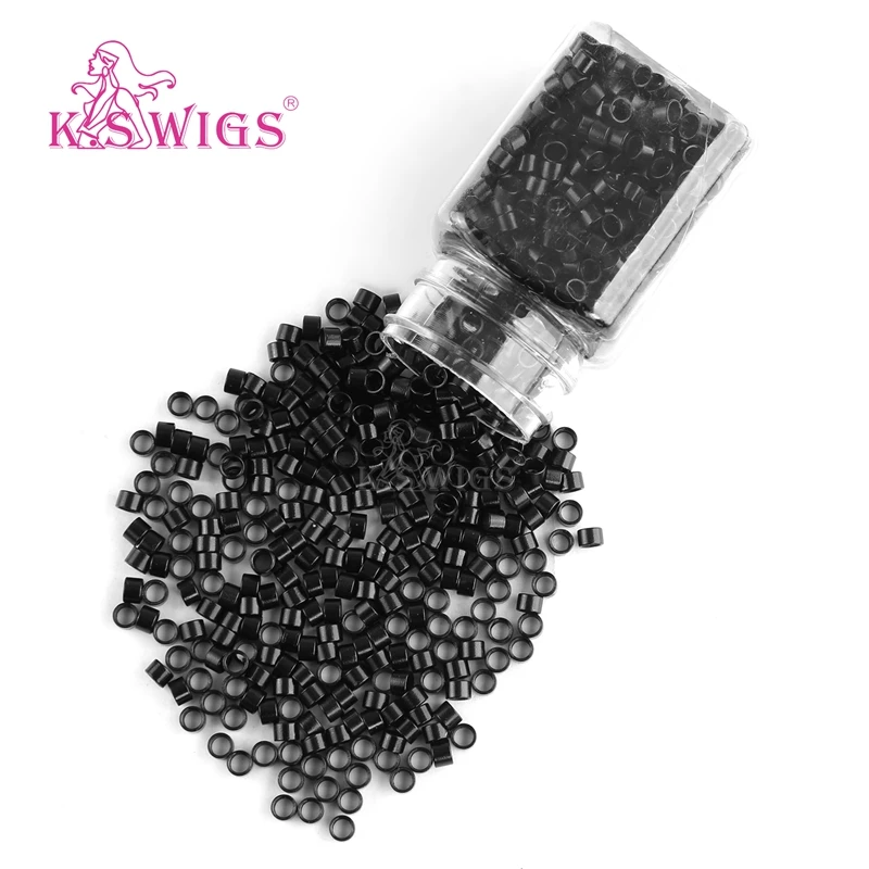 K.S WIGS 1000pcs 4.0*3.0*3.0 mm Silicone Micro Lined Micro Rings Links Tubes for Micro Ring Human Hair Extensions