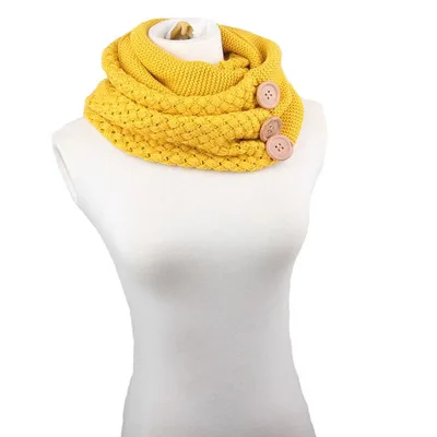 2019 New Autumn Winter Warm Neck Ladies Women Girls  Knit Scarf With Buttons Knitted Neck Scarf
