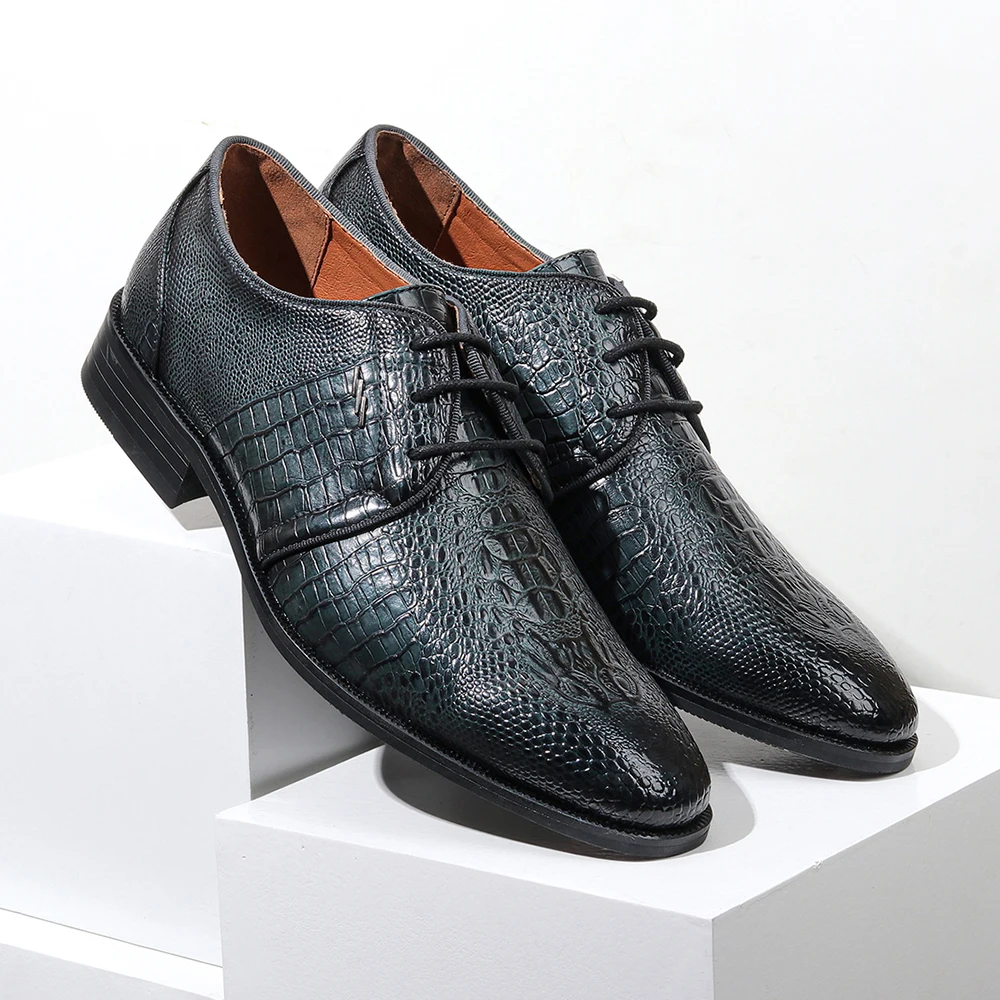 Мужские деловые туфли, старые винтажные кожаные туфли с крокодиловым принтом, мужские туфли большого размера на Aliexpress