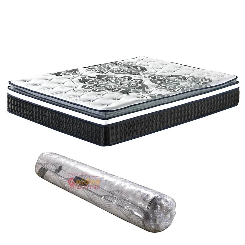 Full Size Pillow Top Sleep Hotel Hypo-allergenic Natural Latex Memory Foam Pocket Spring Mattress Compressed In A Box