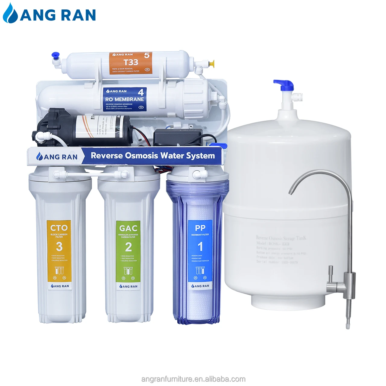 Water Purifier Filter System High Efficiency Drinking Home Manual Pump 6 Stage Reverse Osmosis Water Filter System AR 36 Months