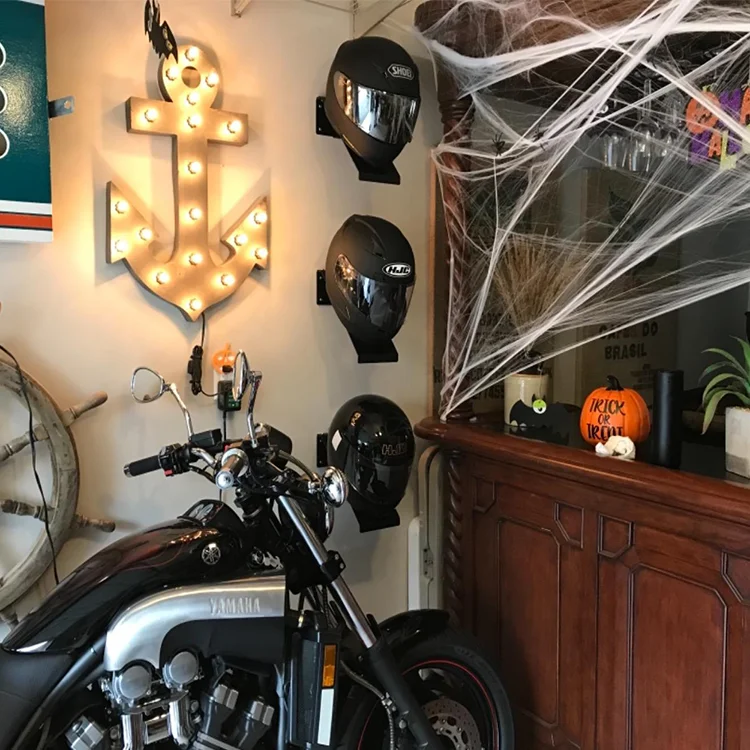 JH-Mech Helmet Holder Hanger Stand Variety of Display Motorcycle Rack Shelf Fixed Rack Storage Wall Mounted Helmet Rack