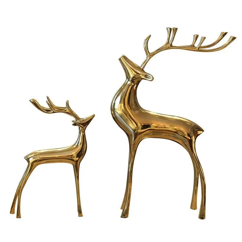 Sculpture Deer Figurine Animal Decor for Home Gifts Souvenirs Gift Box Sculpture Brass