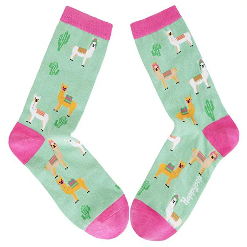 Funny Animal Llama Church Christmas Socks for Women Men Cozy Cotton Alpaca Pattern Crew Socks