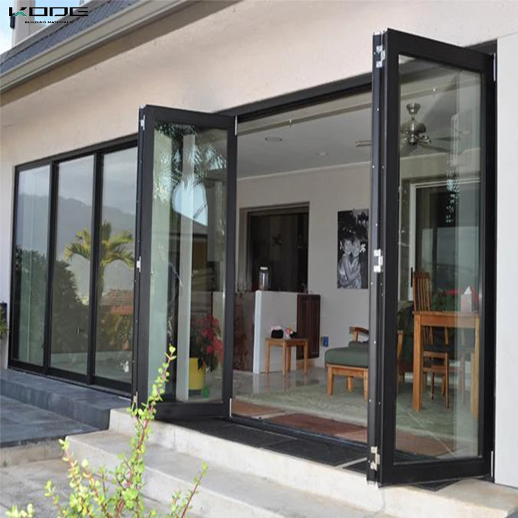  Cheap price aluminum accordion corner bi folding doors open style