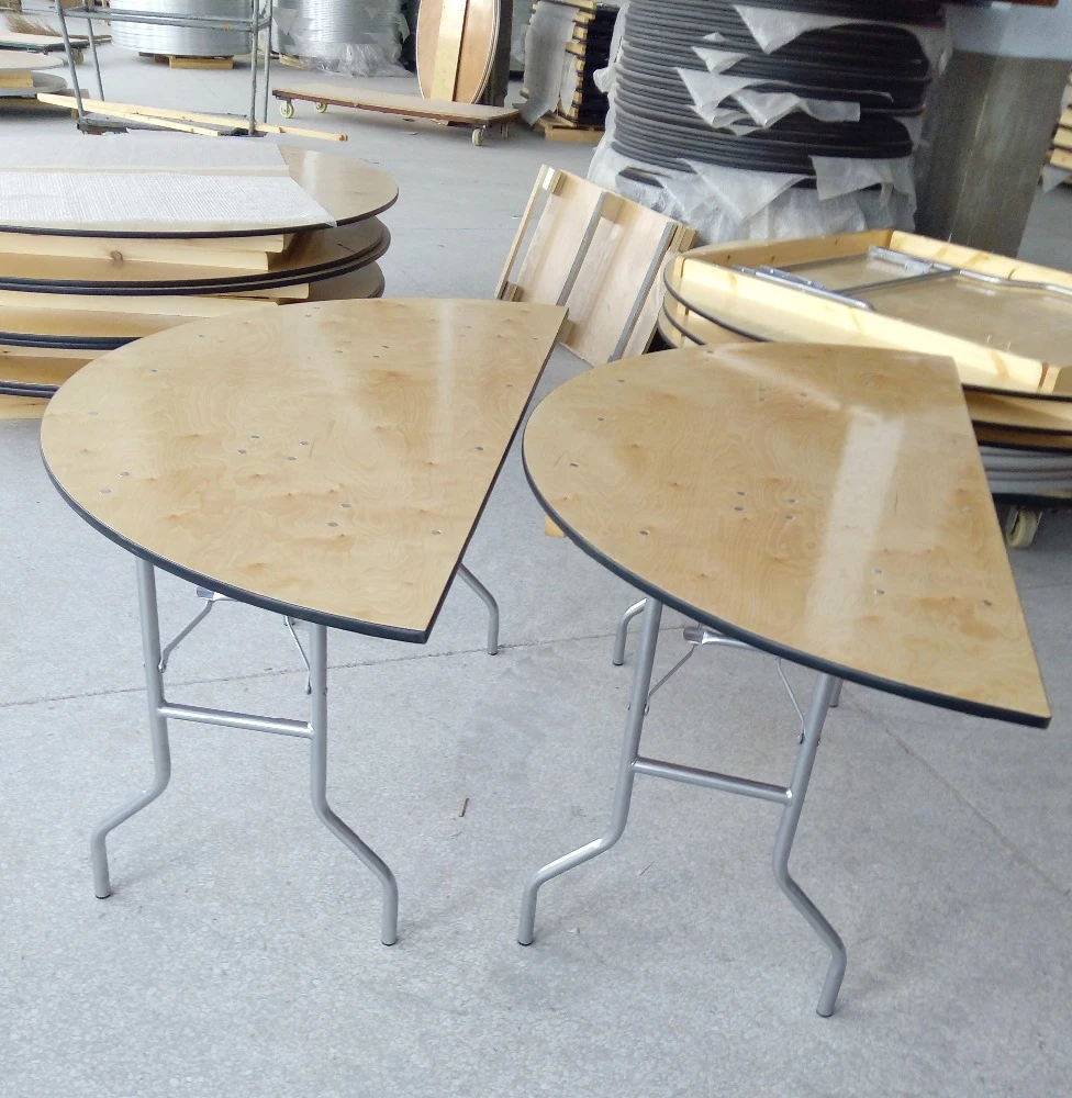 Hot Selling 6ft/8ft Half Round Wood Wedding Banquet Round Folding Table