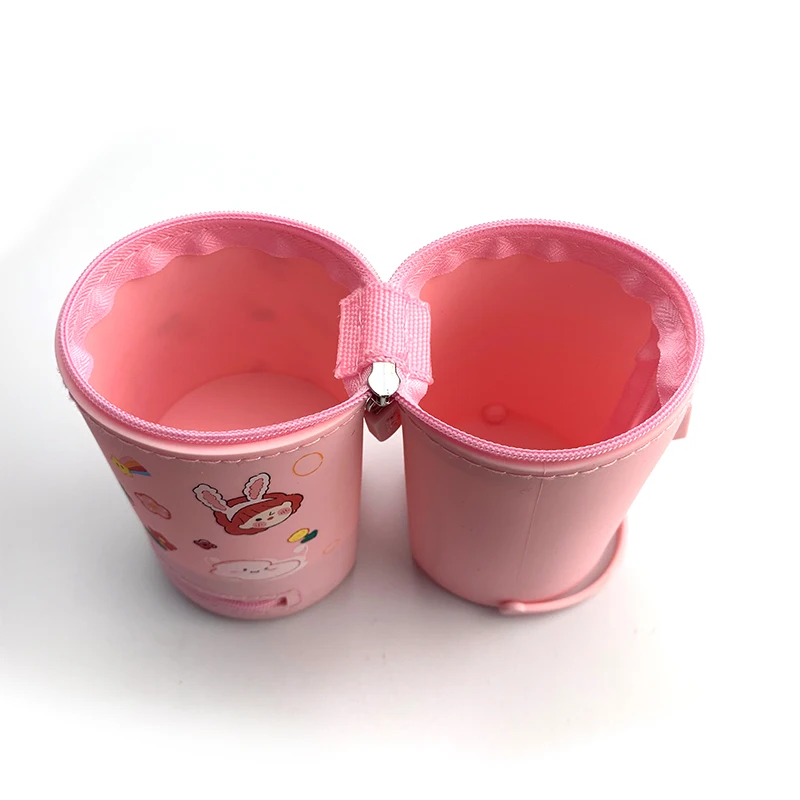 DIY Hole 2 in 1 Usage Silicone Pen Pencil Storage Bags Office Standing Pen holder Stationary School case