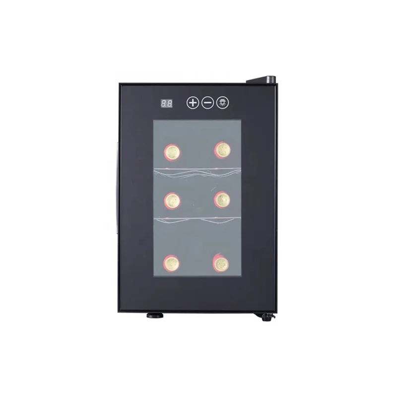 Best quality 6 bottles custom logo glass door small wine fridge cooler