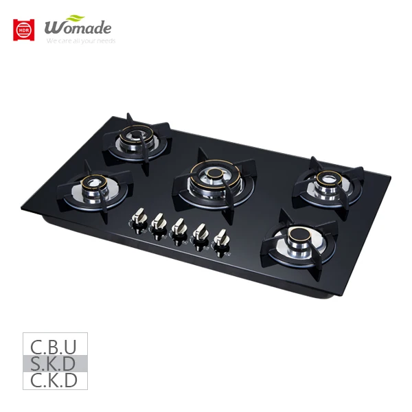 900MM tempered glass 5 head built in gas hobs estufas elegantes