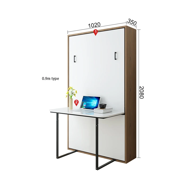 2021 New Style Metal Bunk With Desk Bed Black Adjustable Murphy Bed WT-B07