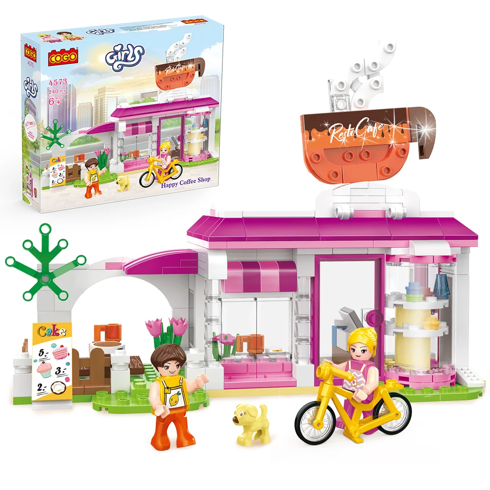 COGO Blocks Model Building Toys Toy Kid Coffee Shop Block Kids Build DIY Plastic Building Blocks Toys