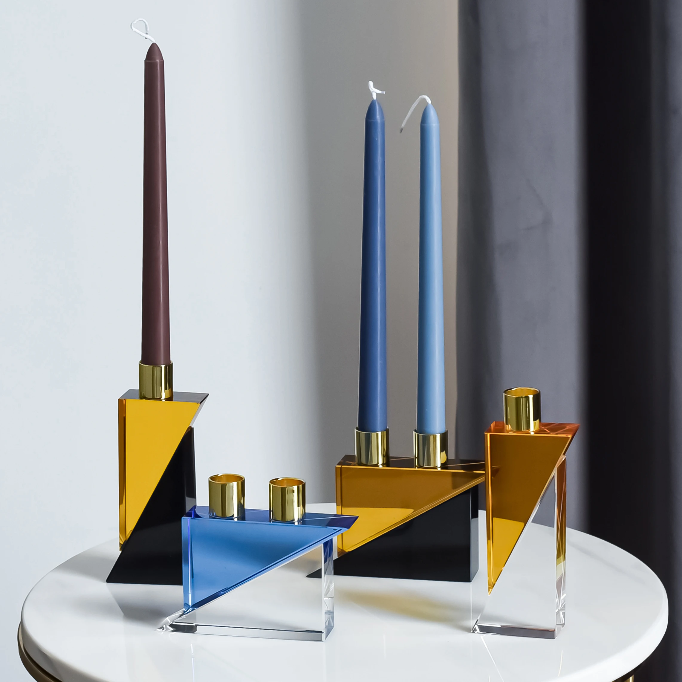 Элегантный Современный итальянский стиль новый дизайн цветной блок конусная металлическая головка подсвечник для дома отеля офиса свадебное украшение